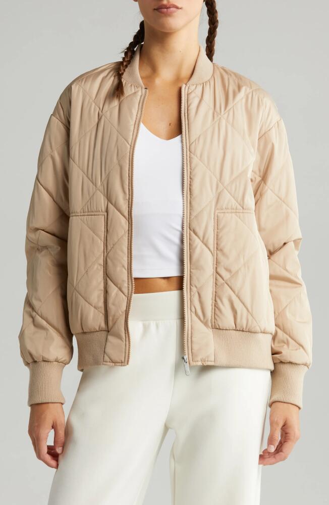 Zella Quilted Aviator Jacket in Tan Taupe Cover