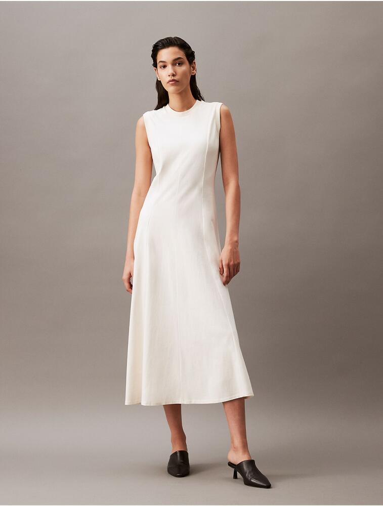 Calvin Klein Women's Cotton Jersey A-Line Midi Dress - White Cover