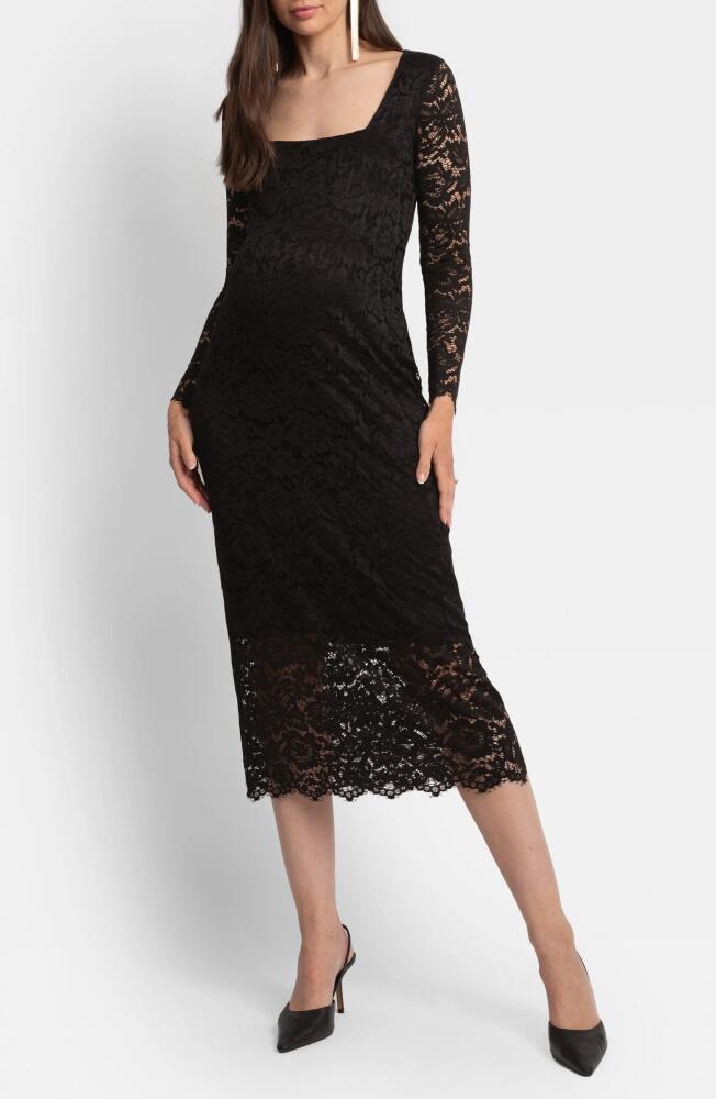 Seraphine Lace Maternity Body-Con Dress in Black Cover