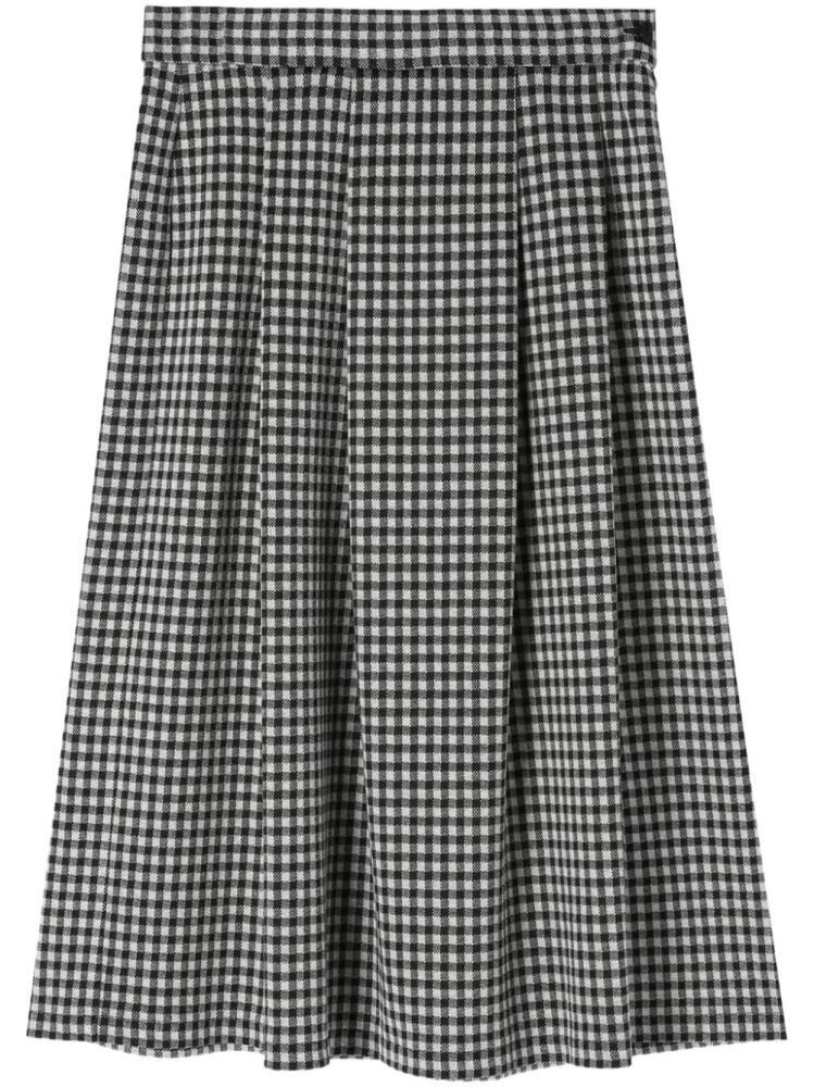 agnès b. pleated gingham midi skirt - Black Cover