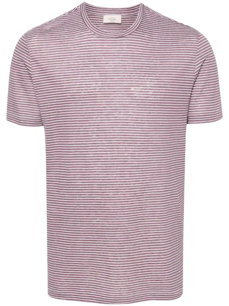 Altea striped linen blend T-shirt - Purple Cover