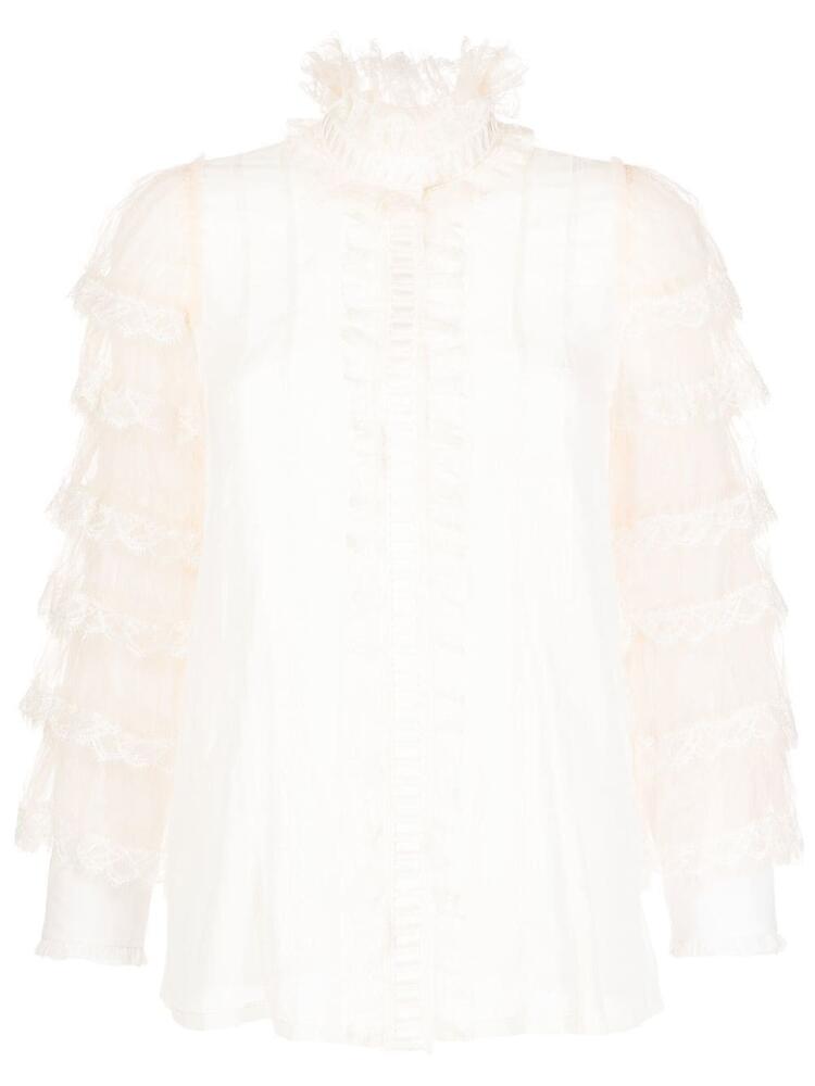 SHIATZY CHEN ruffled mulberry silk blouse - White Cover