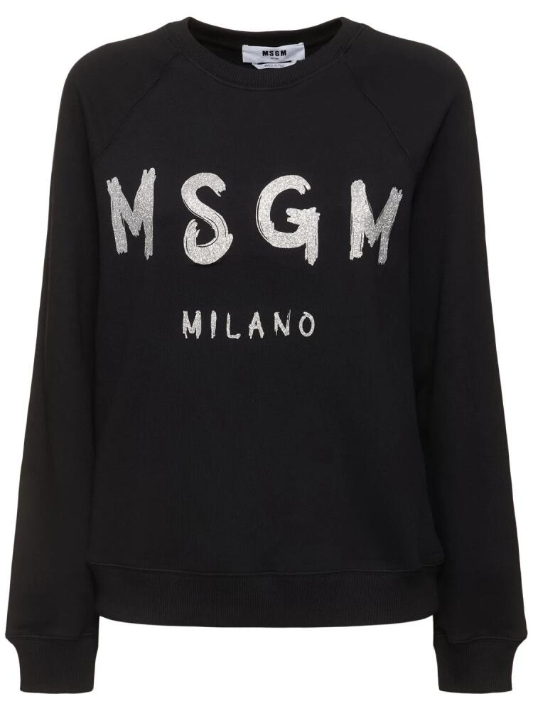 MSGM Cotton Jersey Logo Sweatshirt Cover