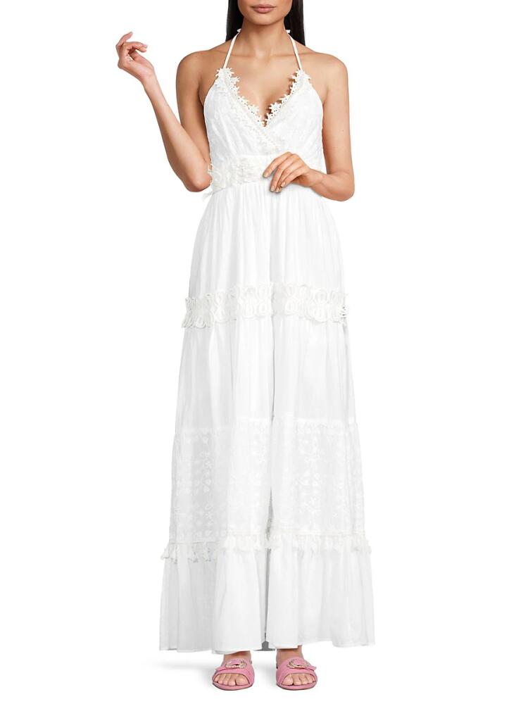 Ranee's Women's Eyelet Tiered Maxi Dress - White Cover