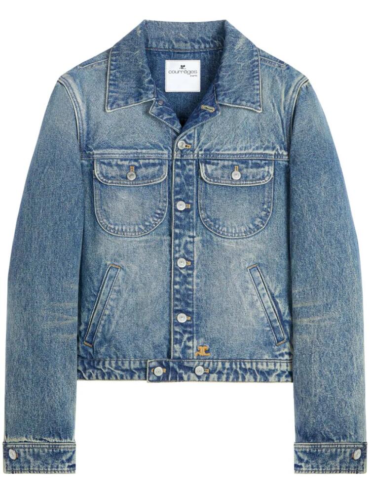 Courrèges logo-patch denim jacket - Blue Cover