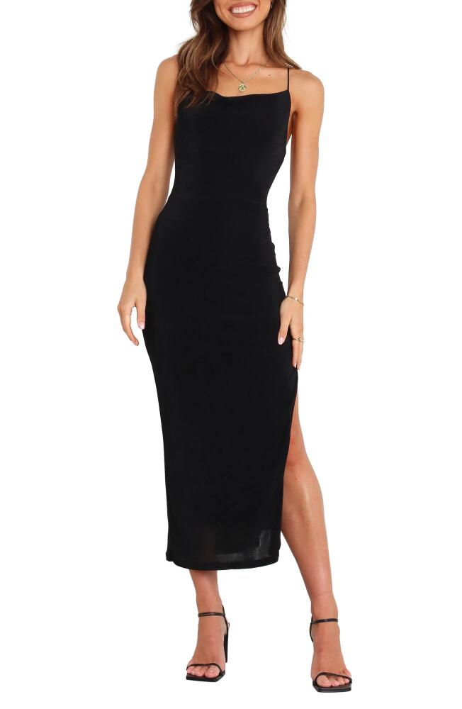 Petal & Pup Dixie Cowl Neck Midi Cocktail Dress in Black Cover