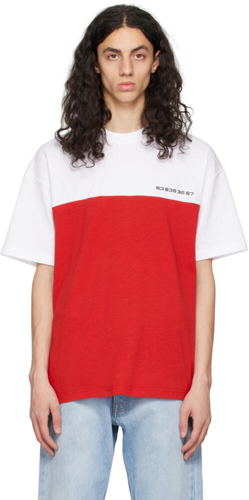 VTMNTS Red & White Colorblocked T-Shirt Cover