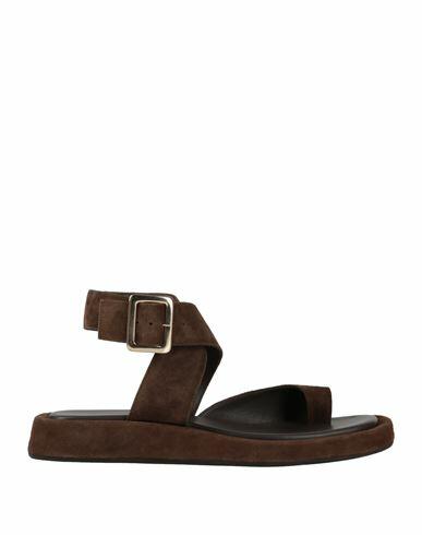 Gia / Rhw Woman Thong sandal Dark brown Soft Leather Cover