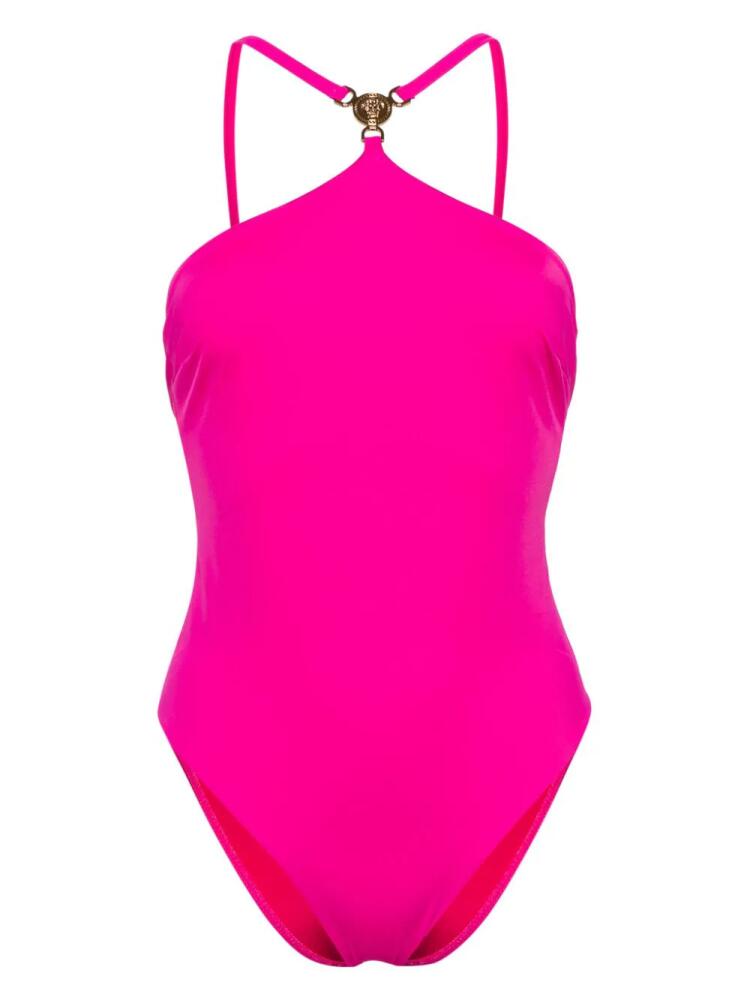 Versace Medusa-plaque halterneck swimsuit - Pink Cover