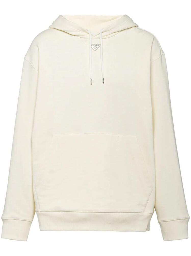 Prada logo-plaque cotton hoodie - Neutrals Cover