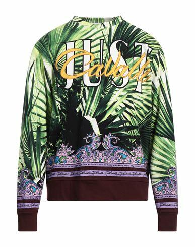 Just Cavalli Man Sweatshirt Green Cotton Cover