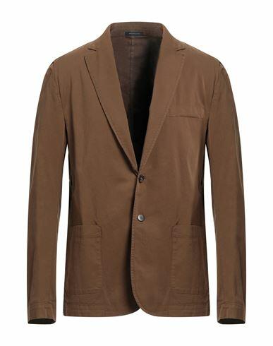 Cruna Man Blazer Camel Cotton Cover