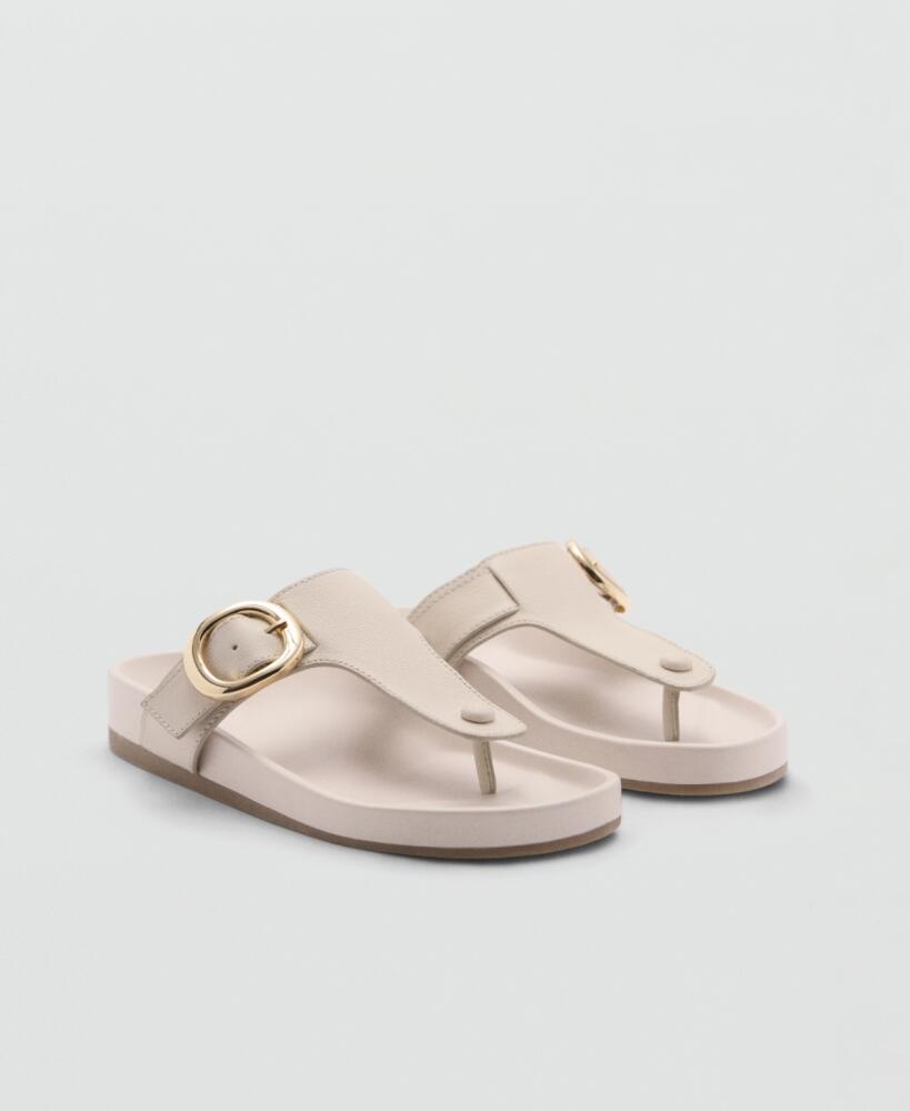 Mango Women's Buckle Leather Sandals - White Cover