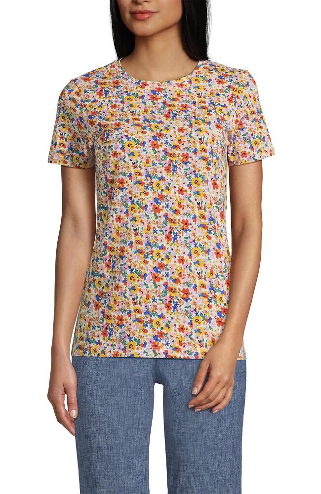 Lands' End Relaxed Supima Cotton Crew Neck T-Shirt in Sweet Mango Multi Floral Cover