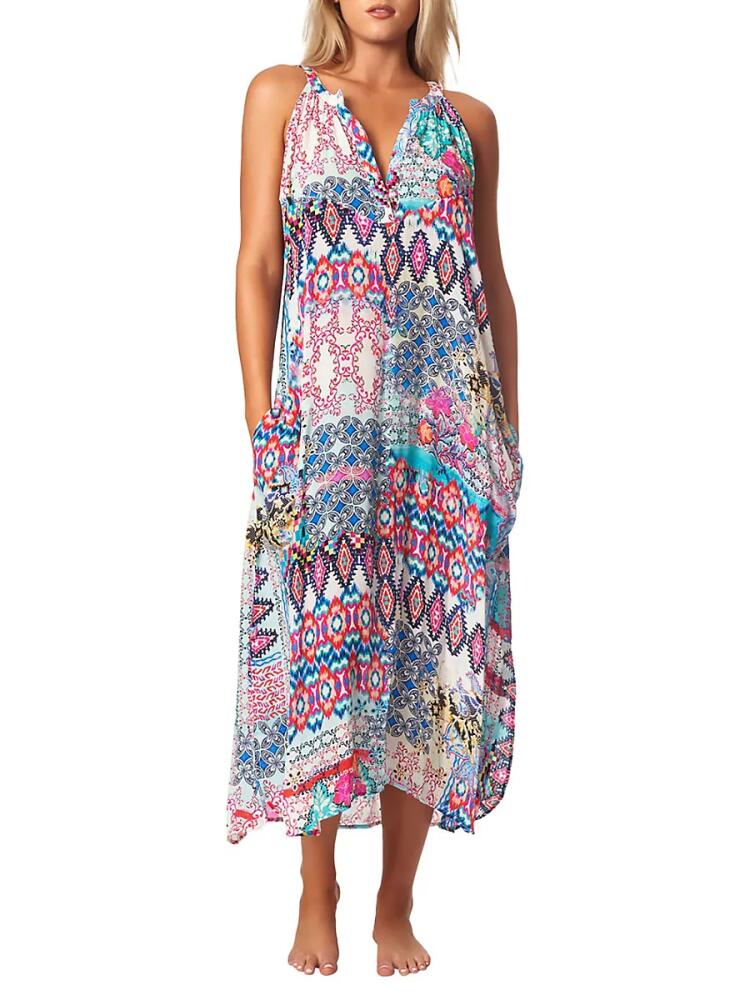 La Moda Clothing Women's Print Cover Up Maxi Dress - Tribal Ikat Cover