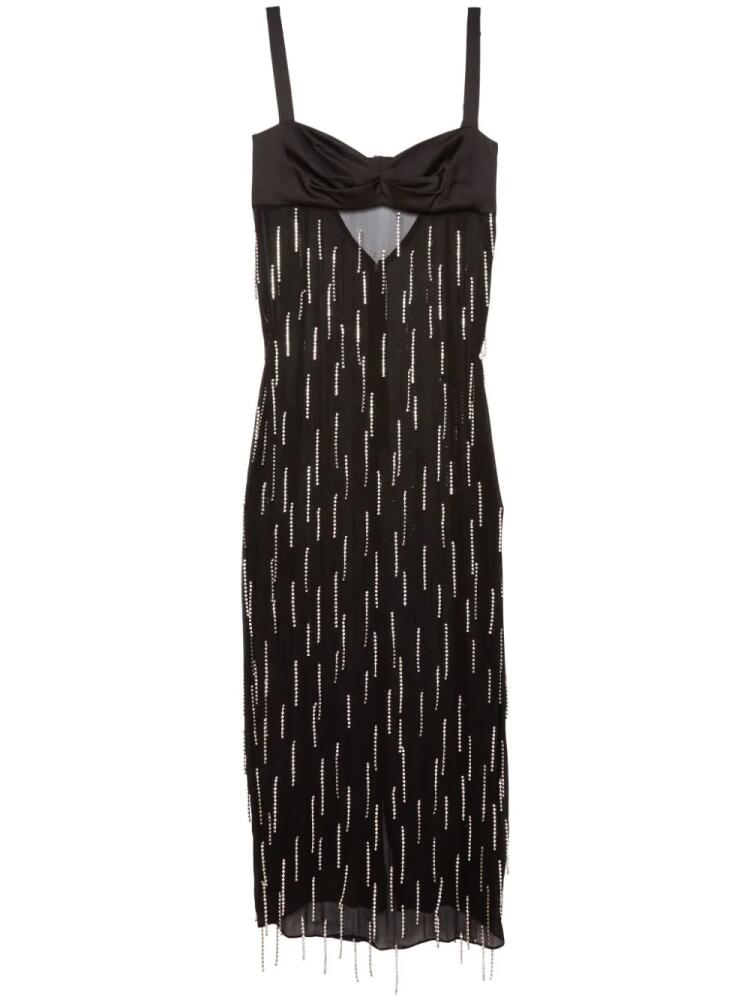 Fleur Du Mal Dangling Stones stretch-silk midi dress - Black Cover