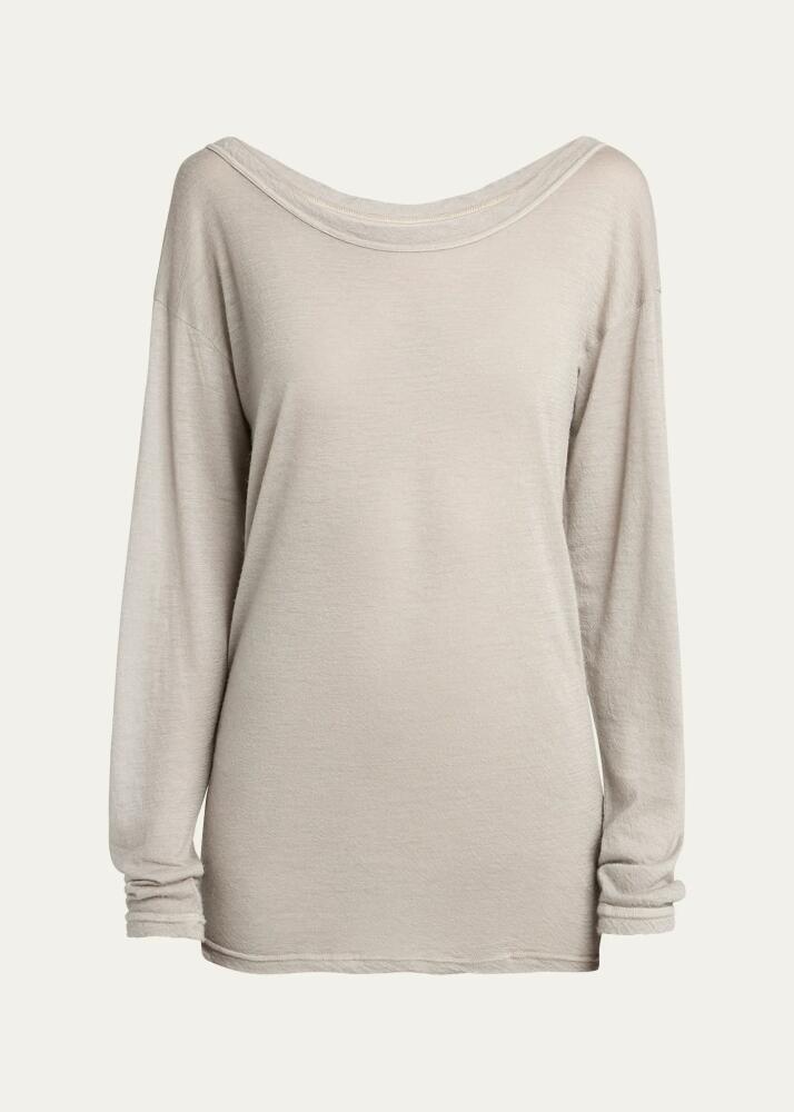 Giorgio Armani Cashmere Boat-Neck Long-Sleeve Top Cover