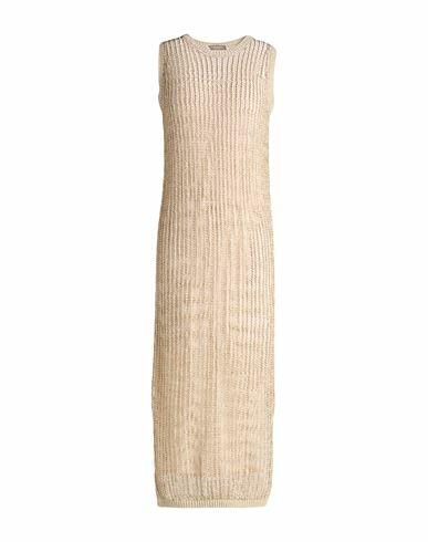 Peserico Woman Midi dress Beige Linen, Polyester, Metallic fiber, Polyamide Cover