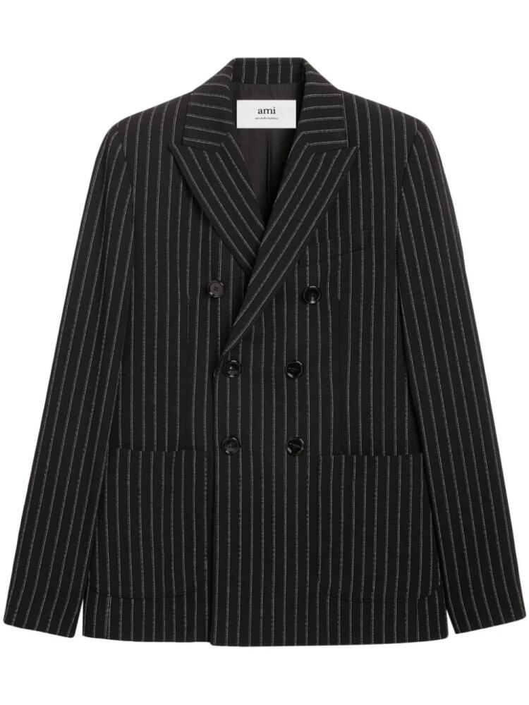 AMI Paris pinstripe double-breasted blazer - Black Cover