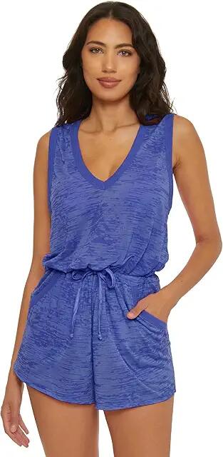 BECCA Beach Date Romper with pockets cover-up (Ultramarine) Women's Dress Cover