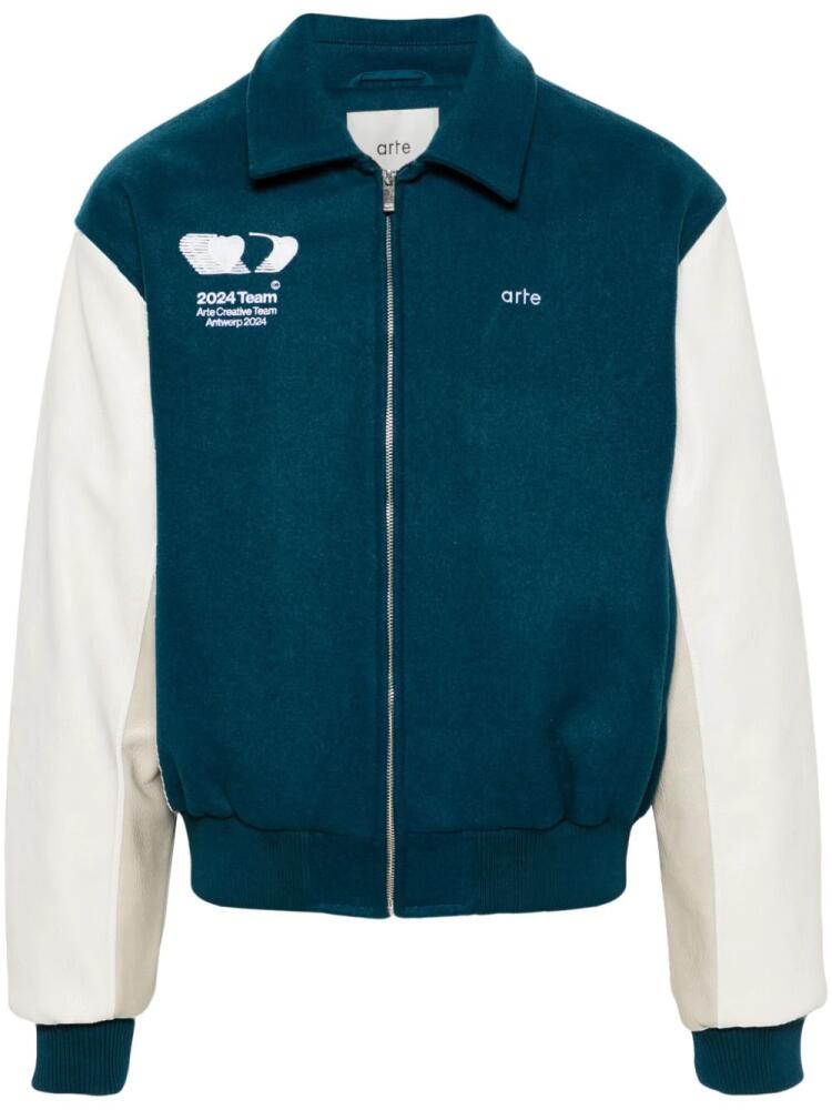 ARTE Jonah colour-block varsity jacket - Green Cover