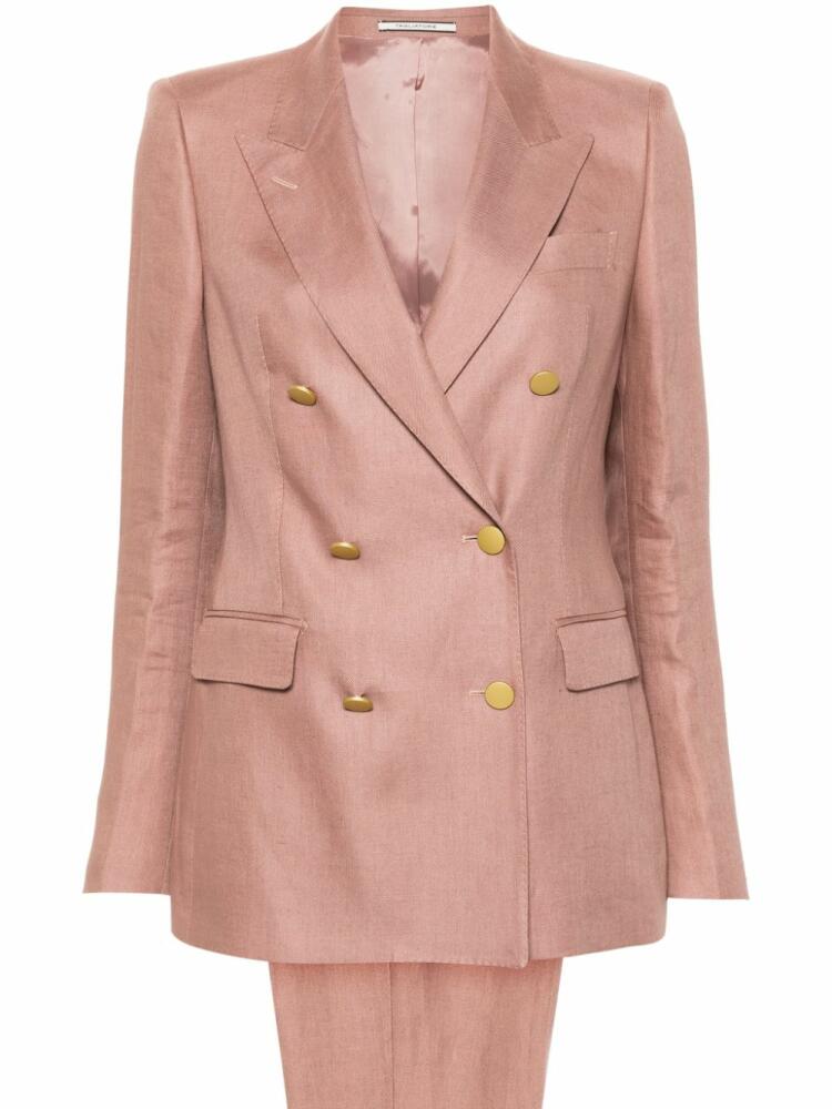 Tagliatore linen double-breasted suit - Pink Cover