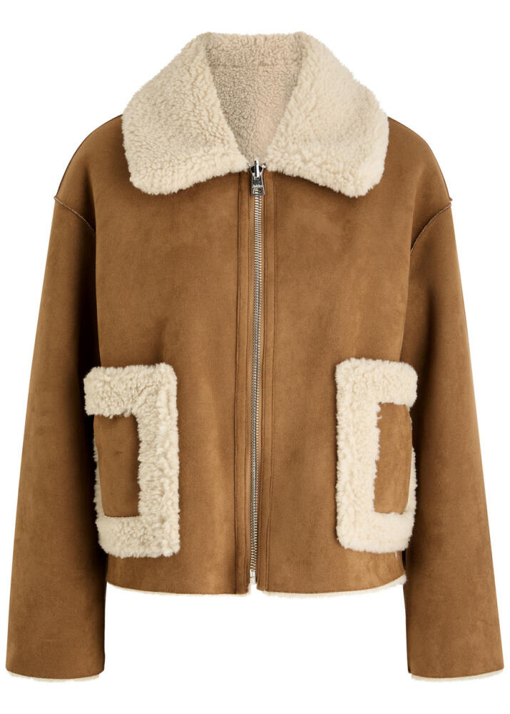 Jakke Vera Faux Shearling-trimmed Faux Suede Jacket - Tan Cover