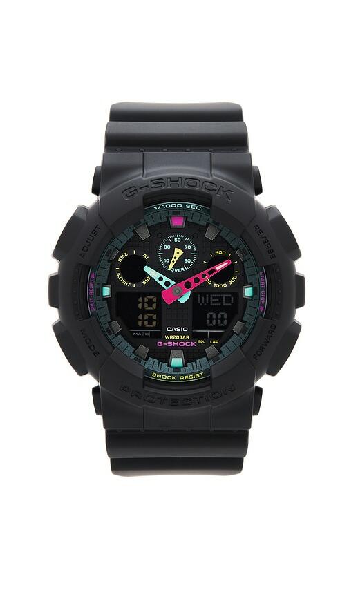 G-Shock GA100 Multi Fluorescent in Black Cover