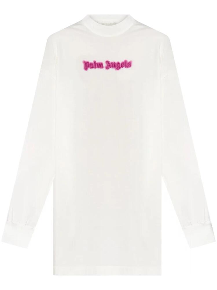 Palm Angels logo-print T-shirt dress - White Cover