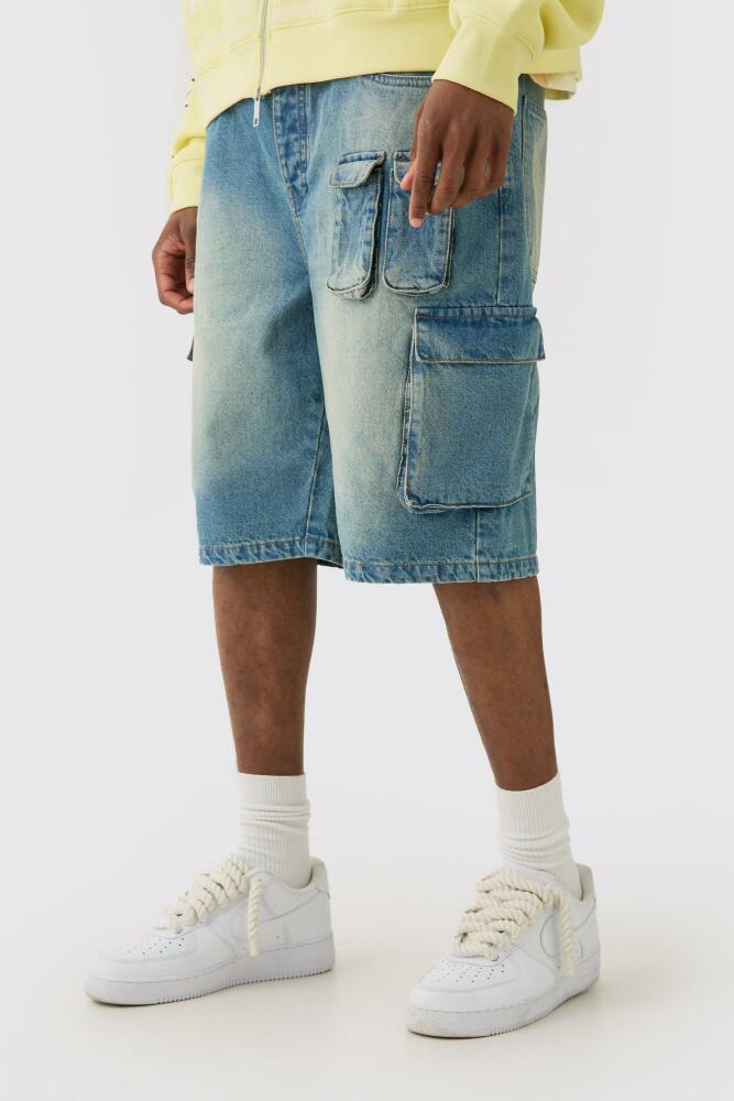 boohoo Mens Tall Official Jean Shorts - Grey Cover