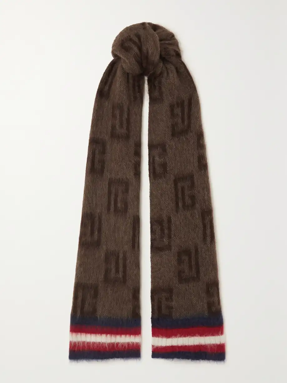 Balmain - Printed Mohair-blend Scarf - Brown Cover