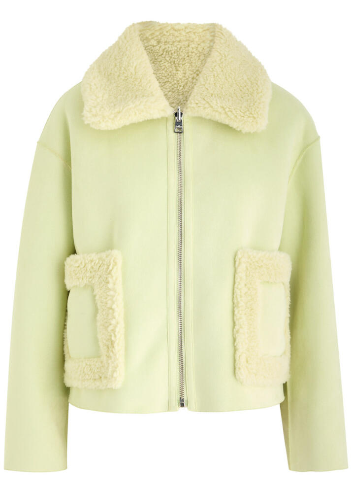 Jakke Vera Faux Shearling-trimmed Faux Suede Jacket - Light Green Cover