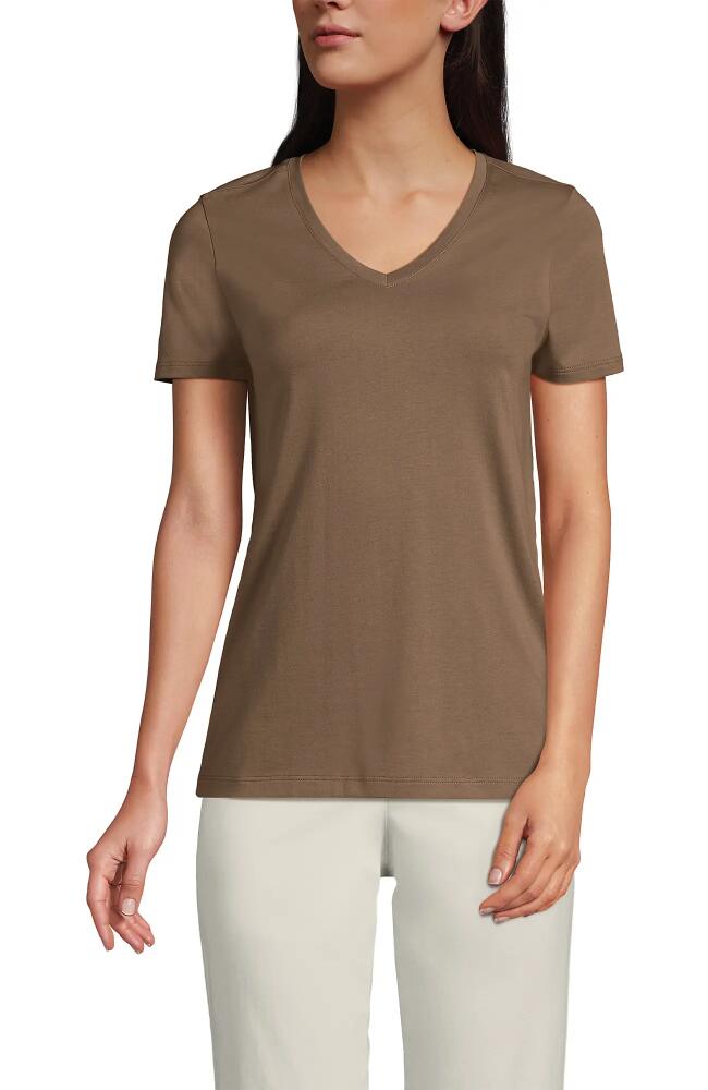 Lands' End Relaxed Supima Cotton V-Neck T-Shirt in Honey Beige Cover