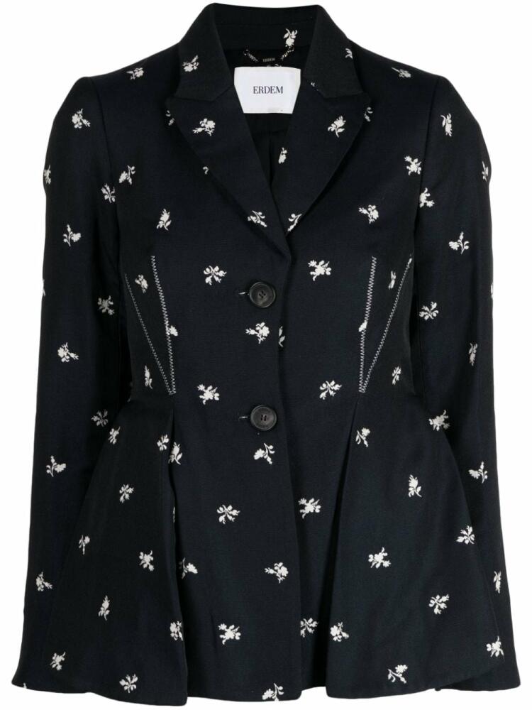 ERDEM floral-print single-breasted blazer - Blue Cover