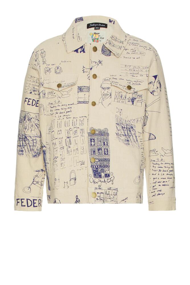 KidSuper Doodles Denim Coat in Cream Cover