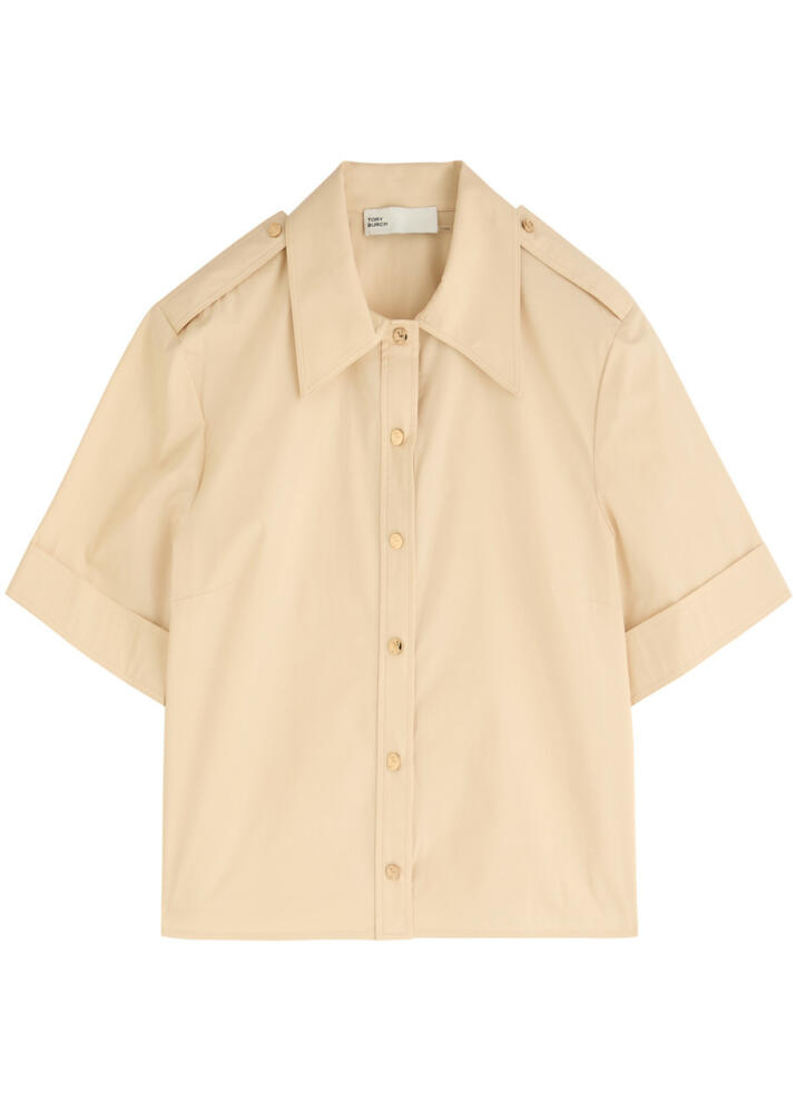 Tory Burch Stretch-cotton Poplin Shirt - Camel Cover