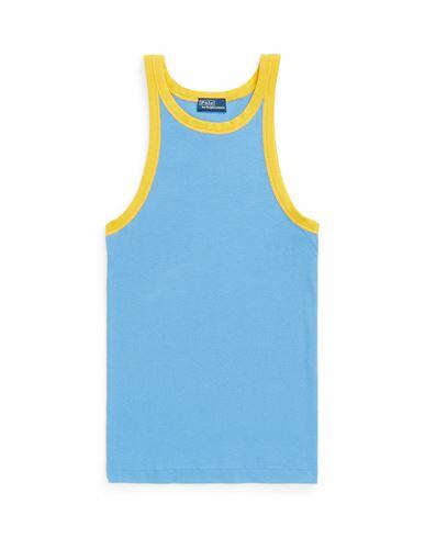 Polo Ralph Lauren Contrast-trim Ribbed Cotton Tank Top Woman Tank top Light blue Cotton Cover