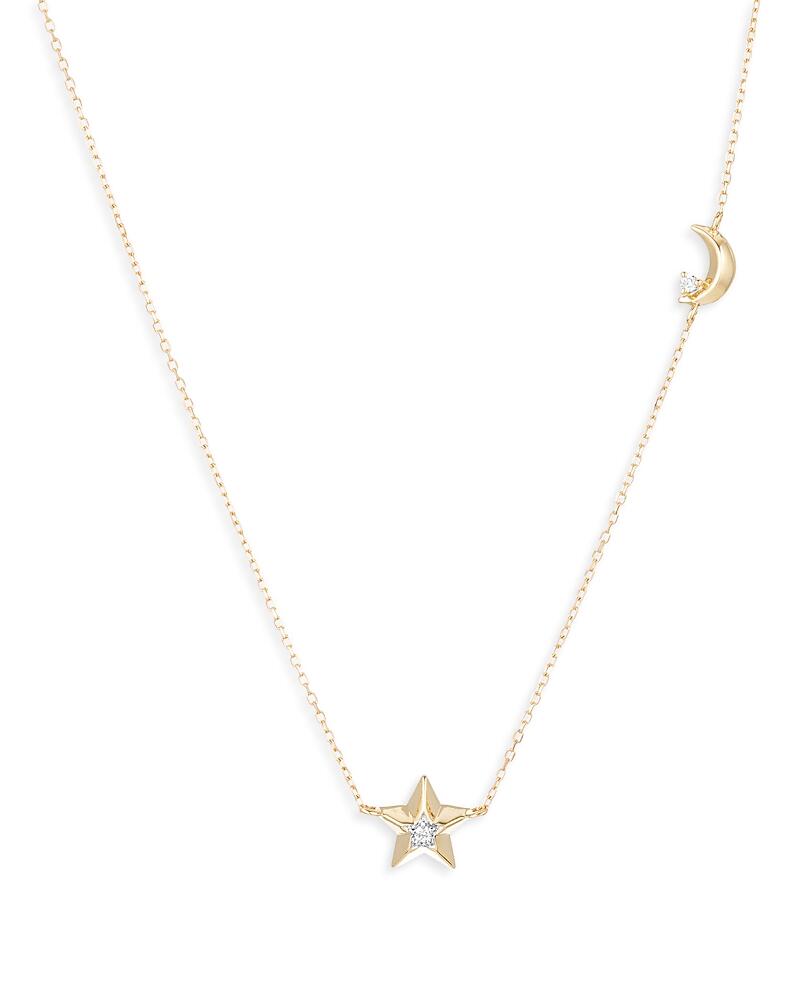 Adina Reyter 14K Yellow Gold Night Sky Diamond 3D Moon & Star Necklace, 15-16 Cover