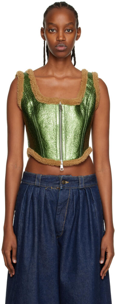 Jean Paul Gaultier Green 'The Laminated' Leather Tank Top Cover