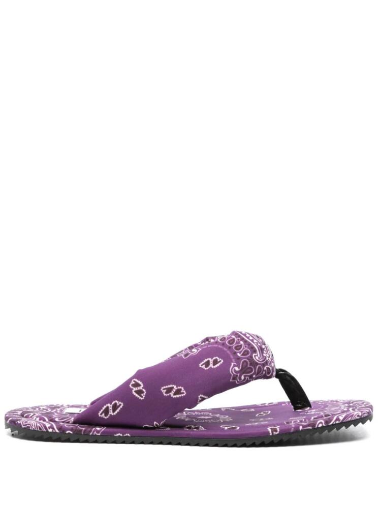 The Attico bandana-print flat slides - Purple Cover