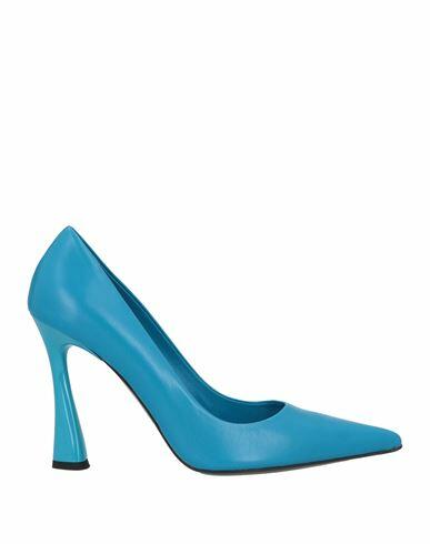 Eddy Daniele Woman Pumps Azure Leather Cover