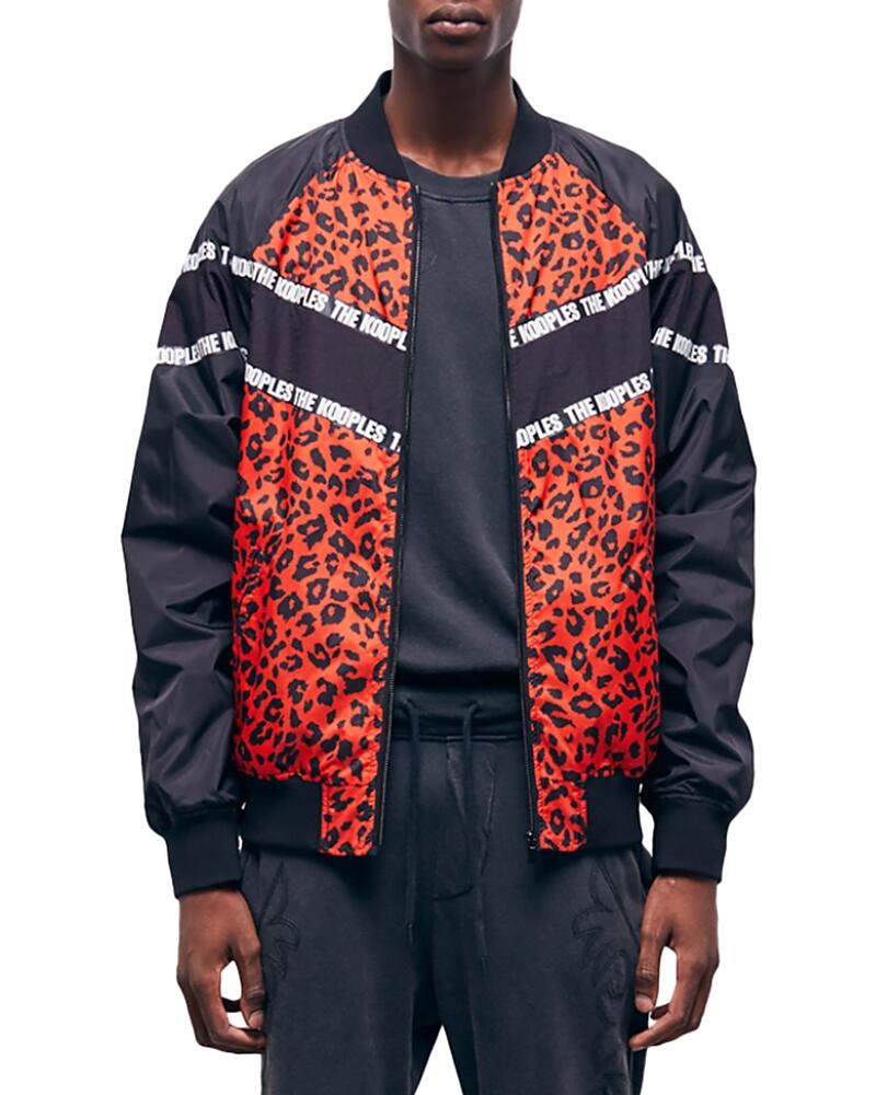 The Kooples Leopard Print Logo Tape Bomber Jacket Cover