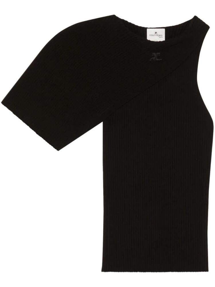 Courrèges asymmetric wave ribbed-knit jumper - Black Cover