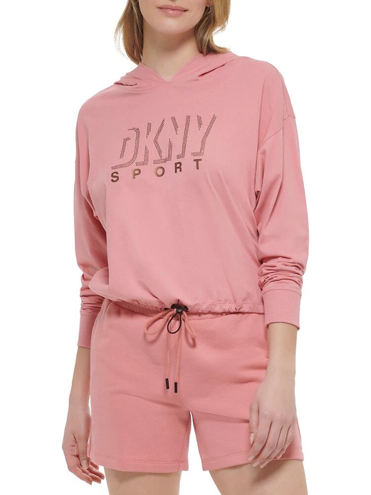 DKNY Women's Dropout Shadow Toggle Hem Hoodie - Terra Pink Cover