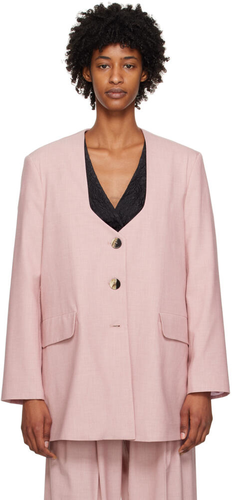 GANNI Pink Oversized Drapey Blazer Cover