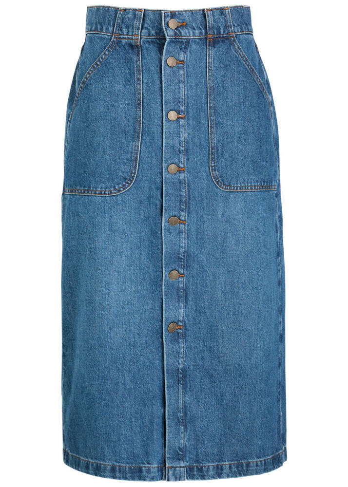 Frame Modern Denim Midi Skirt - Blue Cover