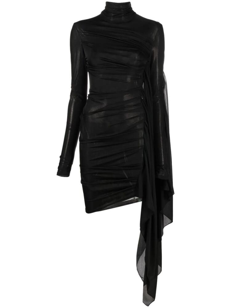 Mugler draped-design long-sleeve minidress - Black Cover