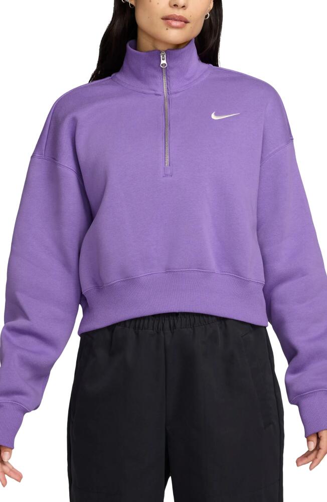 Nike Sportswear Phoenix Fleece Crop Sweatshirt in Black Raspberry/Sail Cover