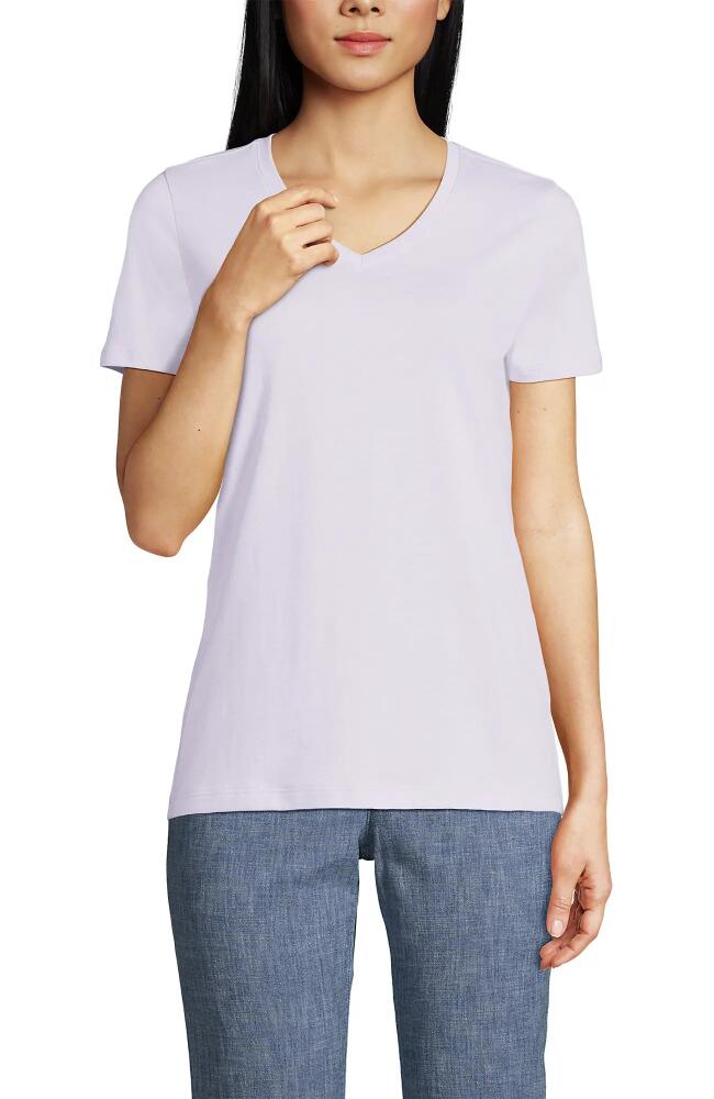 Lands' End Relaxed Supima Cotton V-Neck T-Shirt in Pale Lilac Frost Cover