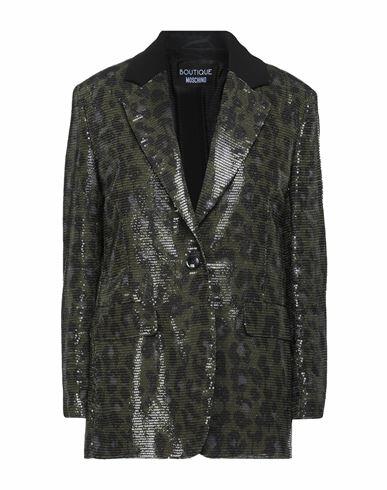 Boutique Moschino Woman Blazer Military green Polyester, Elastane Cover